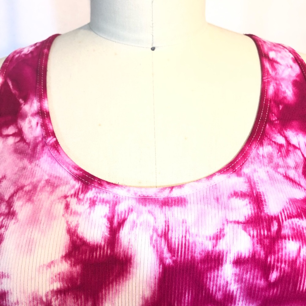 ❄️Sale❄️ Knitro Tie Dye Top magenta pink white ribbed one size - Picture 4 of 8
